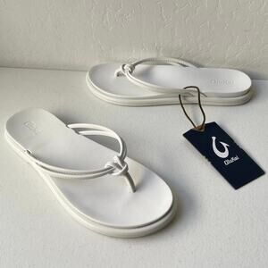 Olukai Aka Flip Flop Sandals Comfort Summer Beach Resortwear White Size 8 NWT